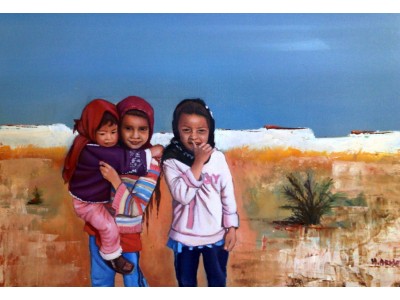 Bimbi in Marocco - Quadro Moderno d'autore 40x50