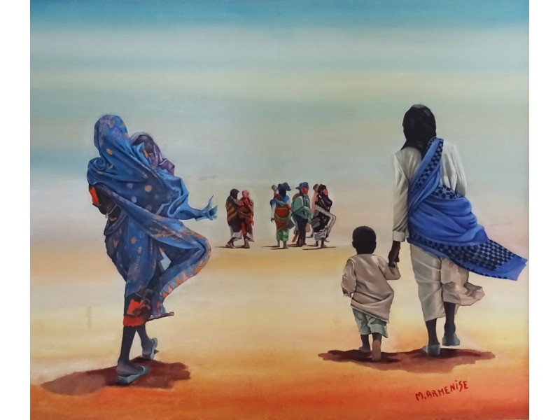 Donne Africane nel deserto - Quadro Moderno d'autore 127x107