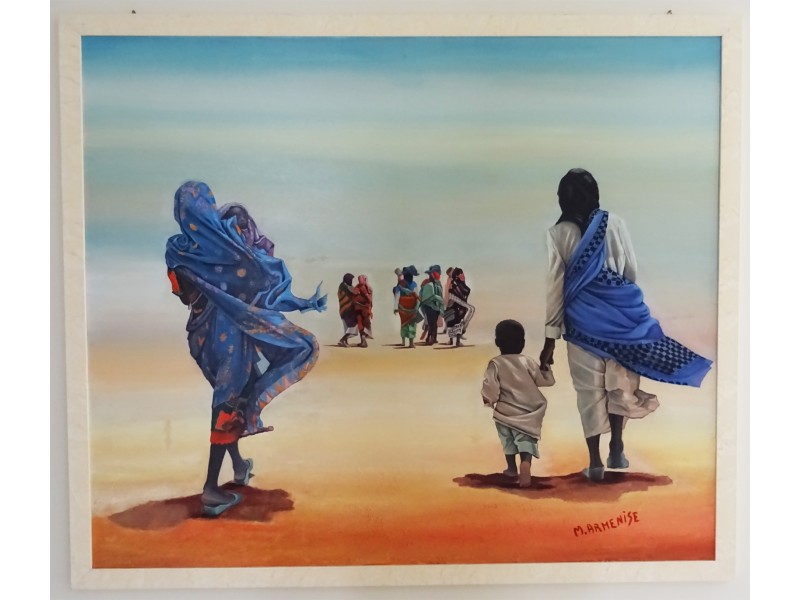 Donne Africane nel deserto - Quadro Moderno d'autore 127x107